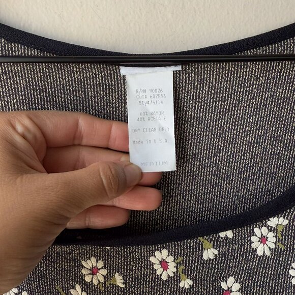 Vintage 90s Black White Daisy Floral Print Maxi Dress - Picture 13 of 13